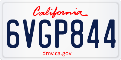 CA license plate 6VGP844