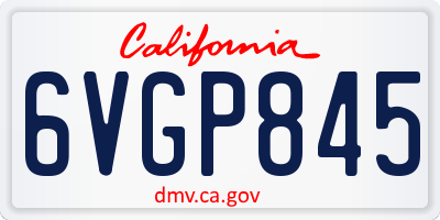 CA license plate 6VGP845