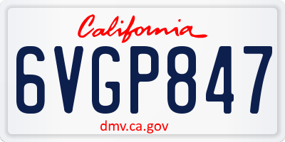 CA license plate 6VGP847