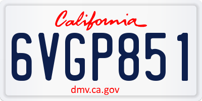 CA license plate 6VGP851