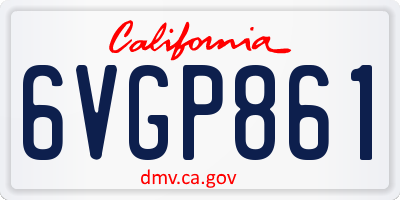 CA license plate 6VGP861