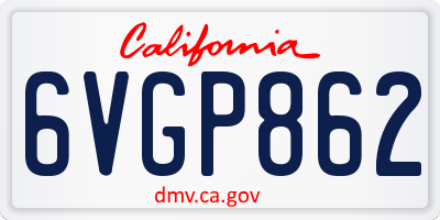 CA license plate 6VGP862