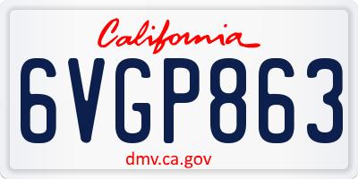 CA license plate 6VGP863