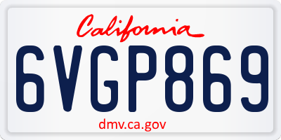 CA license plate 6VGP869