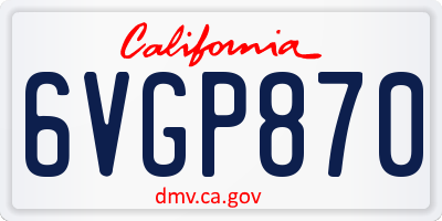 CA license plate 6VGP870