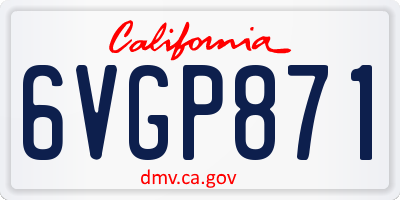 CA license plate 6VGP871