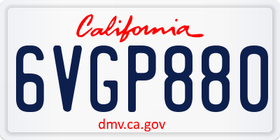 CA license plate 6VGP880