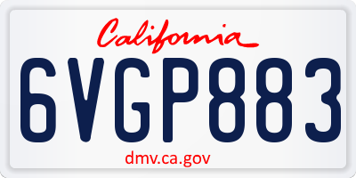 CA license plate 6VGP883