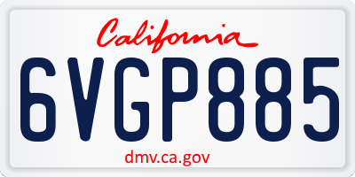 CA license plate 6VGP885