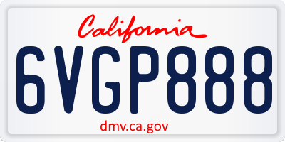 CA license plate 6VGP888