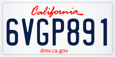 CA license plate 6VGP891