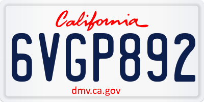 CA license plate 6VGP892