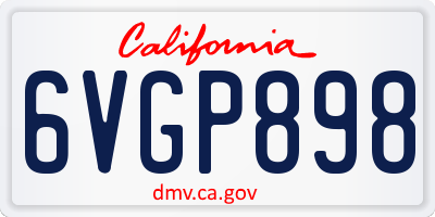 CA license plate 6VGP898