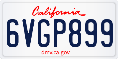 CA license plate 6VGP899