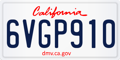 CA license plate 6VGP910