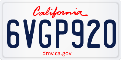 CA license plate 6VGP920