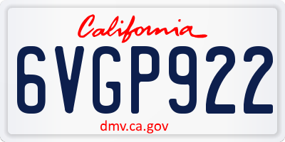 CA license plate 6VGP922