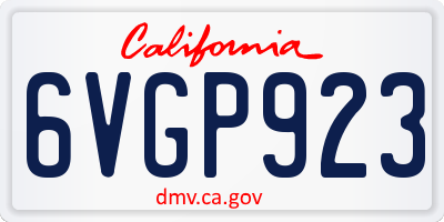CA license plate 6VGP923