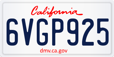 CA license plate 6VGP925