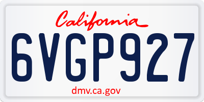 CA license plate 6VGP927