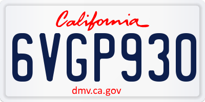 CA license plate 6VGP930