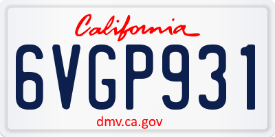 CA license plate 6VGP931