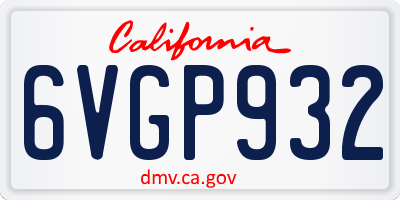 CA license plate 6VGP932