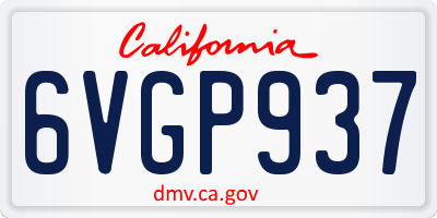 CA license plate 6VGP937