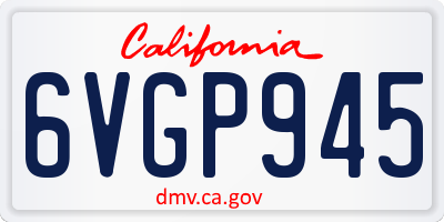 CA license plate 6VGP945