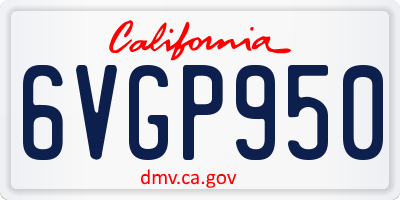 CA license plate 6VGP950