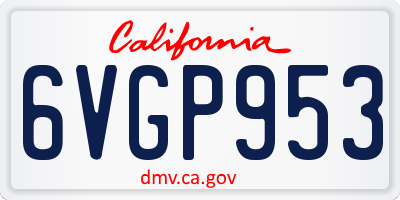 CA license plate 6VGP953