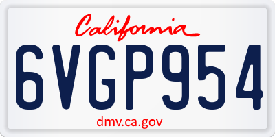 CA license plate 6VGP954