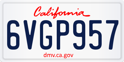 CA license plate 6VGP957