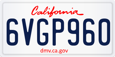 CA license plate 6VGP960