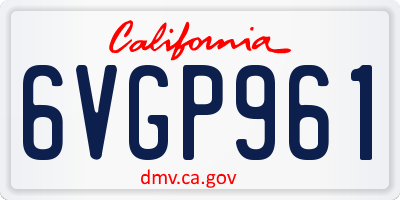 CA license plate 6VGP961