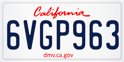 CA license plate 6VGP963