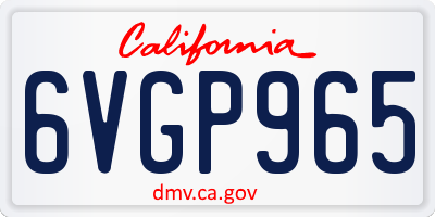 CA license plate 6VGP965