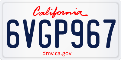 CA license plate 6VGP967
