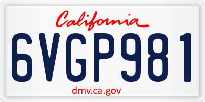 CA license plate 6VGP981