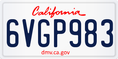 CA license plate 6VGP983