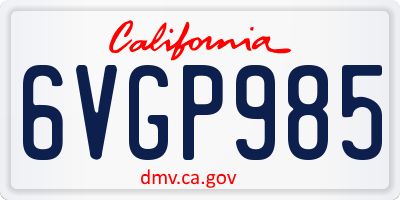 CA license plate 6VGP985