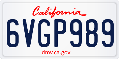 CA license plate 6VGP989