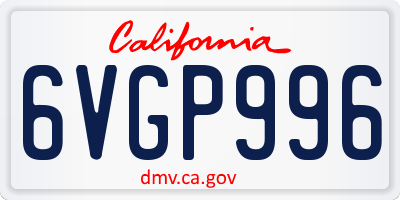 CA license plate 6VGP996