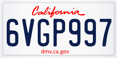 CA license plate 6VGP997