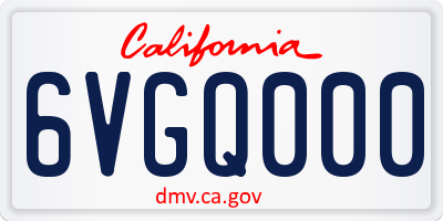 CA license plate 6VGQ000