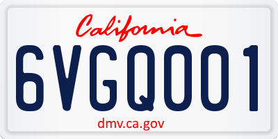 CA license plate 6VGQ001