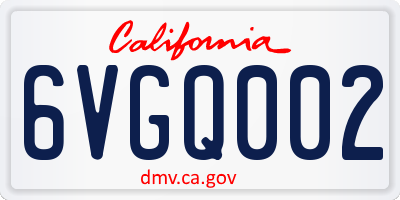 CA license plate 6VGQ002