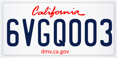 CA license plate 6VGQ003
