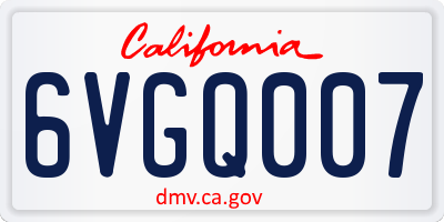 CA license plate 6VGQ007