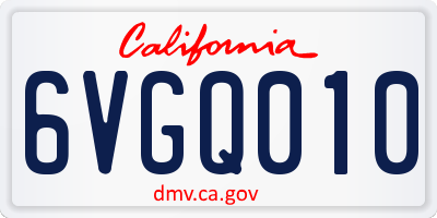 CA license plate 6VGQ010